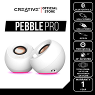 CREATIVE SPEAKER PEBBLE PRO ลำโพง 2.0 บูลทูธ 5.3 สีขาว เชื่อมต่อผ่าน USB-C พร้อมไฟ RGB