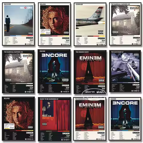 80s Pop Rapper Eminem Poster Aesthetic Hip Hop Singer Music Album Cover Single Ep Canvas Print Wall