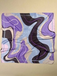 1 件套女款幾何波浪印花方形圍巾紫色優雅圍巾女式緞面頭巾髮飾