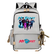 ZSBHT Mr Beast กระเป๋าเป้สะพายหลังผู้ชายใหม่กระเป๋านักเรียนแบบเรียบง่ายยุโรปและอเมริกาแนวโน้มแฟชั่นค