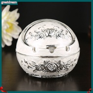 greatdream|  Rose Flower Pattern Ash Tray with Lid Windproof Zinc Alloy Smoking Ashtray for Living Room