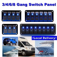 3/4/5/6 GANG ROCKET SWITCH PANEL WATERPROOF WITH BLUE LED BACKLHT ON/OFF MARINE WITH ROCKET SWITCH P