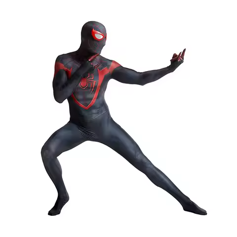 Miles Morales Spider-Man Costume PS5 Game Version Full Body Jumpsuit Men Superhero Cosplay Outfit Ha