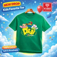 Baju T-Shirt Kanak-Kanak Didi & Friends Hijau Cotton Premium | Budak Lelaki Perempuan | Saiz 2-12 Ta