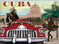 7x5ft Travel Cuba Havana Cigar 30s 40s Vintage red car Palm Trees Backdrop Landscape Background