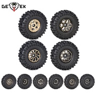 4Pcs 1.0 Inch Brass Beadlock Wheel Hub Rims Tires Set 62*22mm for 1/24 RC Crawler Car Axial SCX24 AX