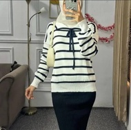 AILEYA SET SWEATER RAJUT KERAH TALI VITA DAN ROK SPAN RAJUT PANJANG SETELAN BAJU WANITA KEKINIAN