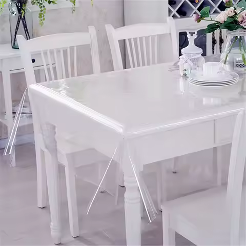 48x60inch Home Clear PVC Tablecloth Protector Waterproof/Oil-Proof Easy Clean Plastic Transparent Sh