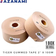1 Box Gummed Tape 2" X 100M Gummed Paper Craft Tape Tiger Lakban Air