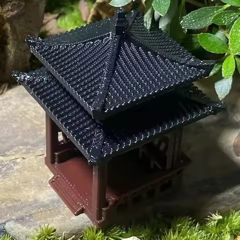 3cm 4cm Mini Pagoda Statue Miniature Pagoda Bonsai Gazebo Micro Landscape Hexagonal Pavilion Figurin