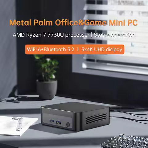 Topton Metal Palm Gaming Mini PC AMD Ryzen 7 7730U 5825U 5800U R5 7530U 5600U Nuc Mini Computer NVMe