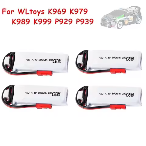 1-5PCS 2S 7.4V 800mAh Lipo Battery For WLtoys K979 K969 K989 K999 P929 Remote Control Car Parts For 