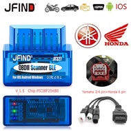 JFIND JF327 OBD2 ELM327 Scanner Bluetooth 5.1 Clear Fault Code Reader for Yamaha 3 Pin 4 Pin Honda 6