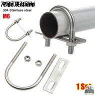 KATAKAN 1Set M6 Round Tube Clamp, Screws With Baffle Pipe U-clamp,  304 Stainless Steel Round Bolt f