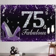 7x5ft Happy 75th Birthday Photography Backdrop - 75 & Fabulous Heels Birthday Decorations Party Supp
