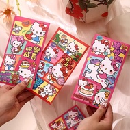 6/5/4/1pcs Cartoon Kitty Lucky Money Bag Good Wishes Red Packet for Kids New Year Party Supplies 猫咪红