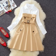 ◄♈2020 kolar baju jahitan fesyen musim bunga baharu wanita pakaian dua helai palsu skirt segaris pin