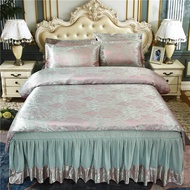 Cadar Pengantin Wedding Bedsheet Satin Jacquard + Cotton Set 4 in 1