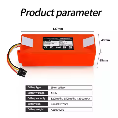 14.4V 6500mAh Robotic Vacuum Cleaner Replacement Battery For Roborock C1 E2 E3 E4 E5 S4 S5 MAX S6 Pu