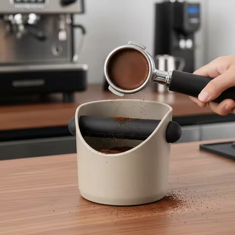 1PCS Shock-Absorbent Coffee Knock Box Anti Slip Espresso Dump Bin Bar Knock Box For Barista Coffee G