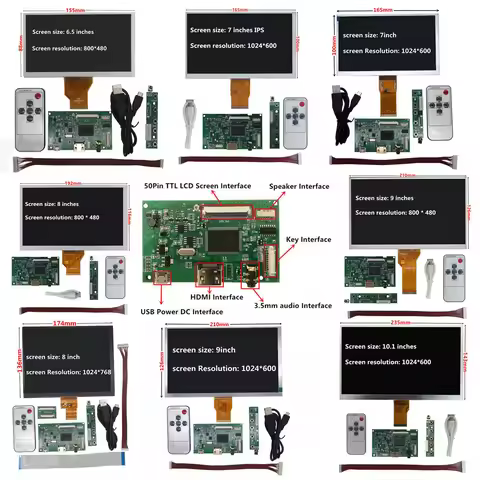 6.5/7/8/9/10.1 inch multifunctional computer secondary screen LCD display driver control board HDMI 
