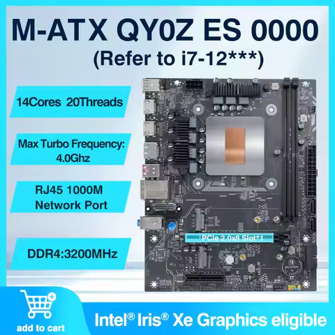 Home Office Use MATX Motherboard with Onboard 12th Core Interposer QY0Z i7 ES 0000 14C20T PCIe2.0X8 