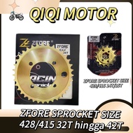 ORI ZFORE HEAVY DUTY RXZ135 SPROCKET CHROME GOLD SIZE 428-14T 15T 32T to 42T 132L RK AJI RACING ORIN