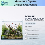 Aquarium Crystal Clear Glass Square 20cm/ 25cm/ 30cm Clear Glass Fish tank for Modern & Clean Home D