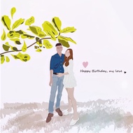 Digital art illustration/ couple lover illustration
