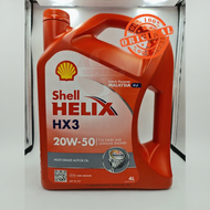 Original Shell Helix HX3 Engine Oil 20W50 4Liter For Proton Perodua Honda Toyota Minyak Hitam Kereta