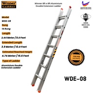 Winner 8ft x 8ft Aluminium Double Extension Ladder 8 kaki x 8 kaki