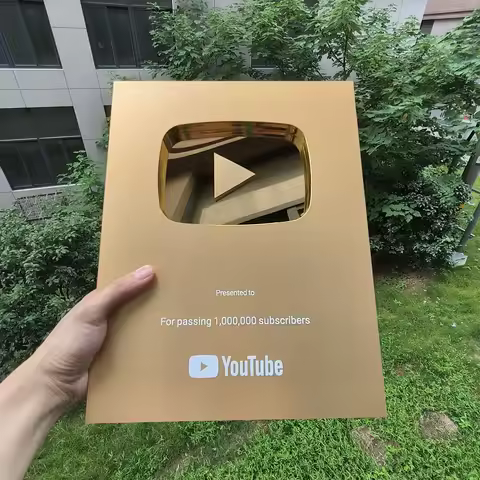 Gold Custom Name YouTube Play Button Award Plaque, Custom YouTube Award