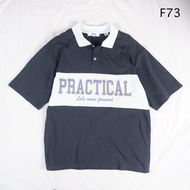 F73 Men's URGE Collar Shirt Second Hand Gray Printed Pattern Size L Inches