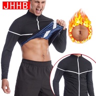 JHHB เสื้อเชิ้ตซาวน่าแขนยาวผู้ชาย,เสื้อกระชับสัดส่วนมีซิปชุดลดน้ำหนัก