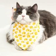 Pet triangle scarf, dog yellow duck print, summer breathable pet scarf, drool towel