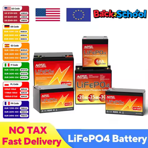 12V LiFePO4 Lithium Battery Built-in BMS 6Ah 10Ah 12Ah 20Ah 25Ah 30Ah Iron Phosphate Rechargeable De