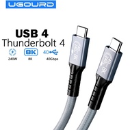 Kabel UGOURD USB4 40Gbps 240W Thunderbolt 4 Jenis C Kabel Pengecasan Pantas Thunderbolt3 Kabel Pemin