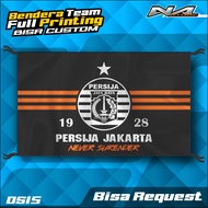Mini Flag Spanduk PERSIJA JAKARTA Custom Full Printing Bahan Kain Satin Bisa Request - NA STORE