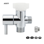 AIOOTI Bidet T Adapter, Chrome  Shut- Valve 3-Way T Valve, Premium Solid Brass Durable Brass T Adapt