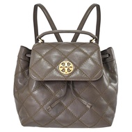 TORY BURCH 137410 品牌LOGO菱格縫線束口後背包.岩石灰