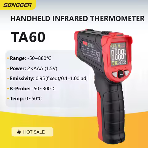 Industrial IR Temperature Gun Non Contact Infrared Thermometer for Oil Water Food High Temp 880°C La