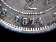 香港維多利亞銀幣-1874年香港二毫(Hong Kong twenty Silver Cents)銀幣(英女皇維多利亞歌德式Queen Victoria肖像,少見)