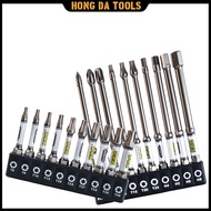 D2 Impact Driver Bit Set 10-Piece Alloy Steel Screwdriver Bits High Hardness Cross Extended Electric