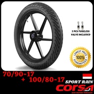 CORSA SPORT RAIN TIUBLESS TYRE COMBO 70/90-17 + 100/80-17 FOR SYM VF3i 185 HONDA RS150 RS-X150 Y15 Y16 BENELLI RFS150