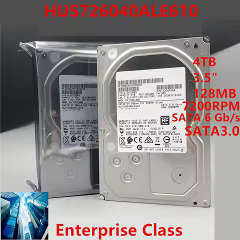 1PCS New Original HDD For Hgst 4TB SATA 3.5" 7K6 128MB 7.2K For Internal HDD For Enterprise Class HD