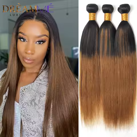 1b30 Color Brazilian Human Hair Light Yaki Straight Bundles 8-30 Inches 3/4 Bundles Remy Human Hair 