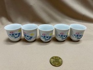全新早期日式和風 陶瓷茶杯5入