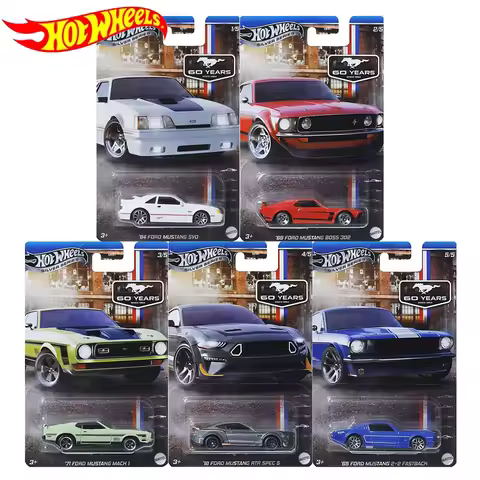 Hot Wheels Cars GRT01-9C6M Mustang 60th Anniversary Set FORD MUSTANG RTR 1:64 Diecast Vehicle Model 