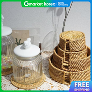 Gdm Rattan Round Coasters 8cm Set of 6