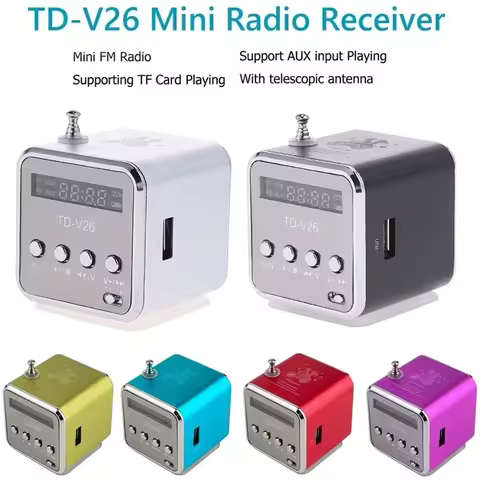 TD-V26 Mini Portable Sound Speaker TF Card FM Radio AUX Stereo Music Player Bluetooth Speaker For PC